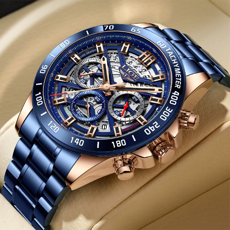 Luxury Watch Magazine - LIGE-Montre-bracelet à quartz étanche pour homme,